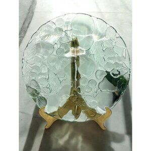 Vintage 90's Libbey Orchard Fruit Green Glass Serving Platter Cake Plate